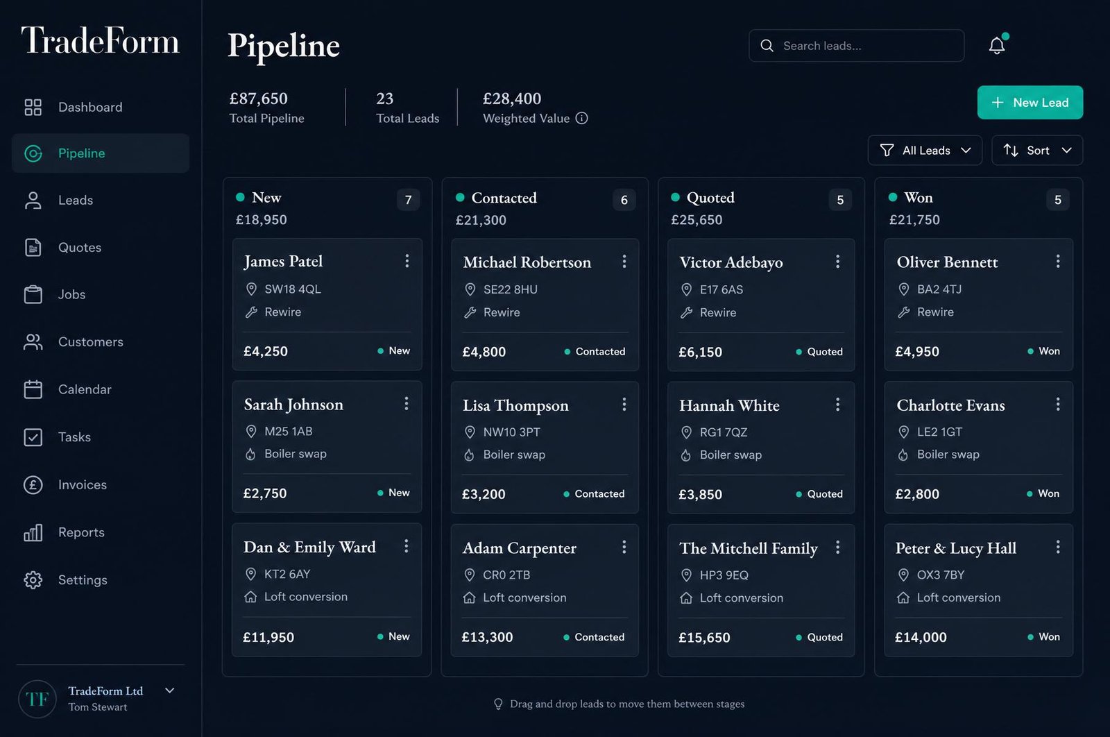 TradeForm Portal dashboard