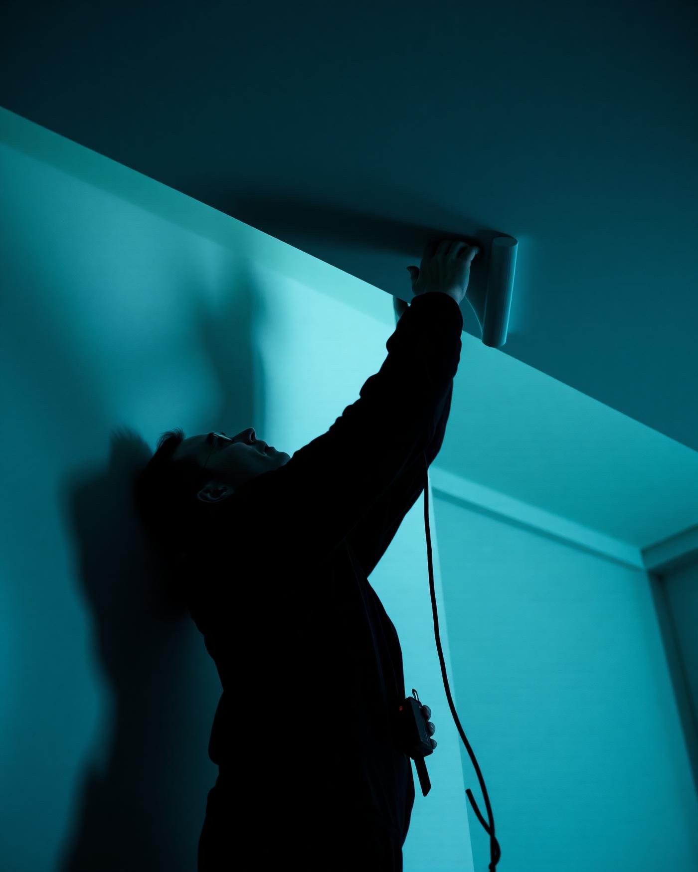 Electrician installing panel